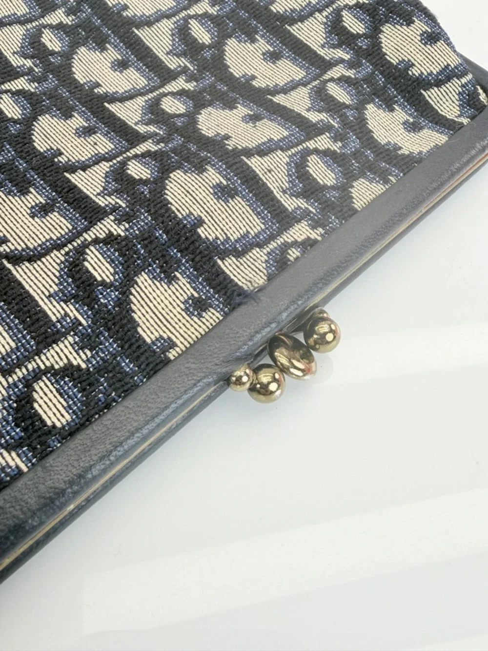 Christian Dior Trotteur Vintage Classic Navy Kisslock Vintage Clasp Wallet